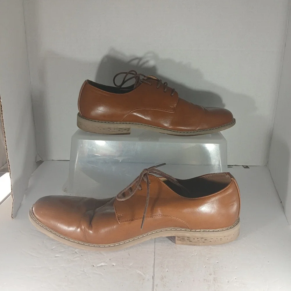 Nautica Harbor Derby Shoes 10.5 Brown Cognac Lace Up Dress Business Casual